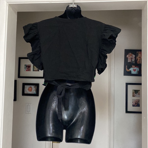 Hecho Mexico True Wrap Crop Top Womens M Sunflower Embroidery Prarie Cottagecore - Picture 4 of 11